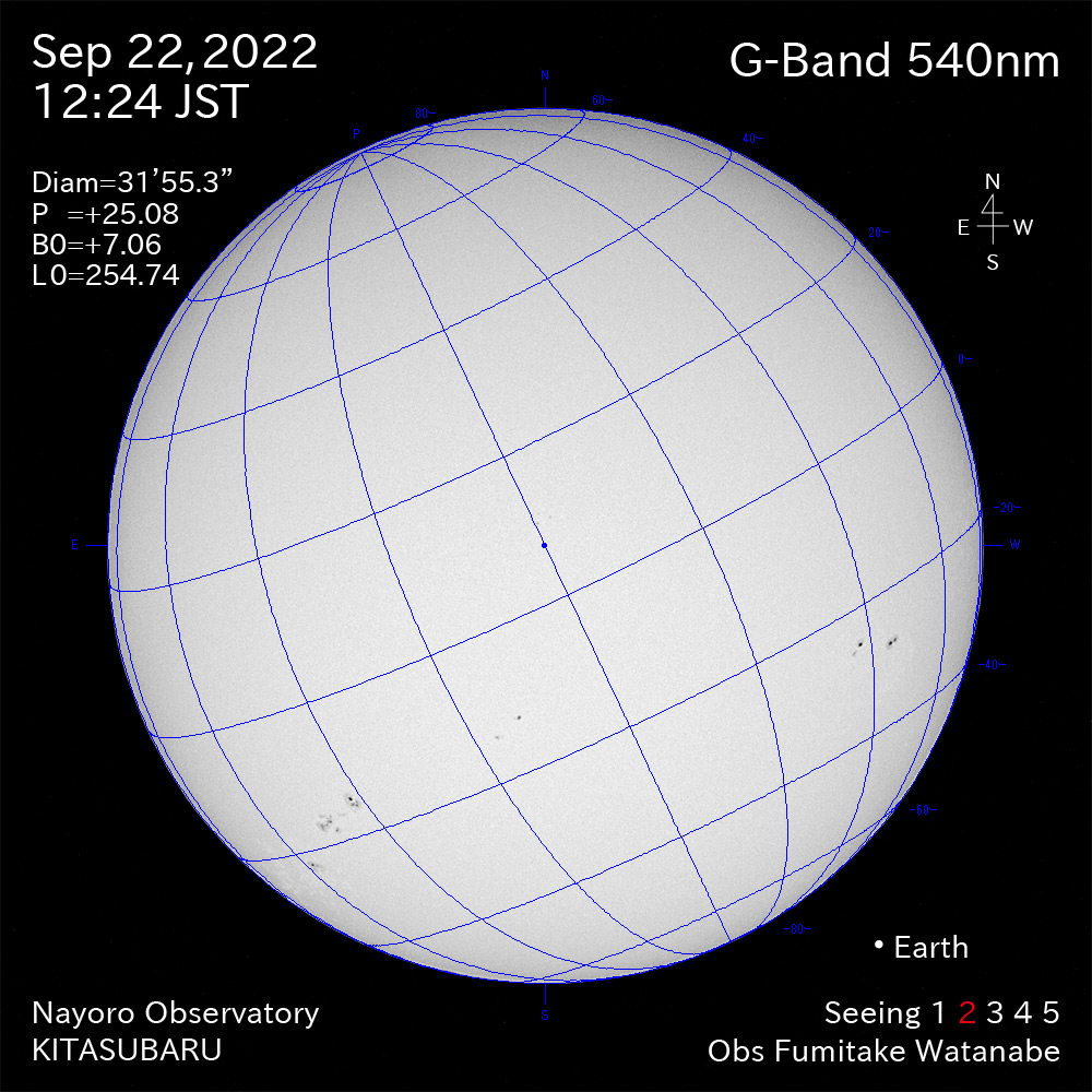 2022年9月22日540nm波長の太陽