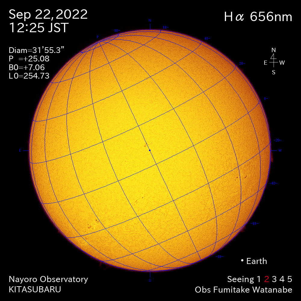 2022年9月22日Ha波長の太陽