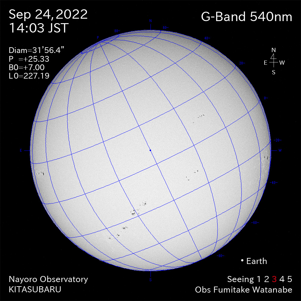 2022年9月24日540nm波長の太陽
