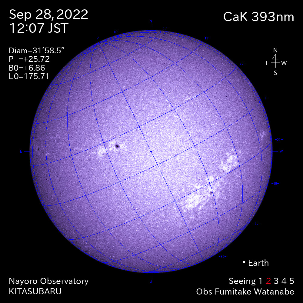 2022年9月28日CaK波長の太陽