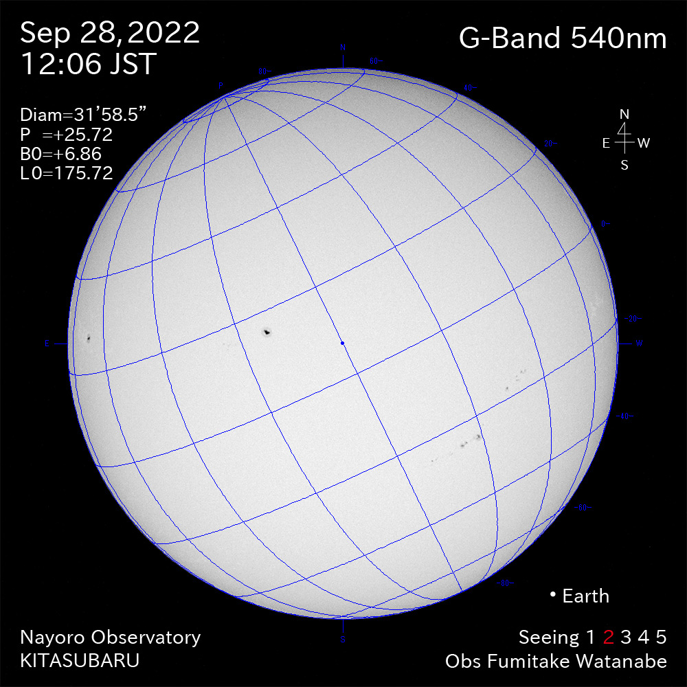 2022年9月28日540nm波長の太陽