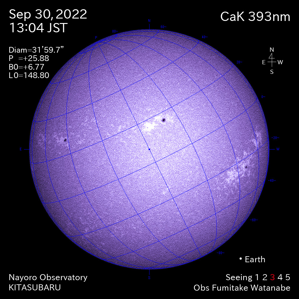 2022年9月30日CaK波長の太陽