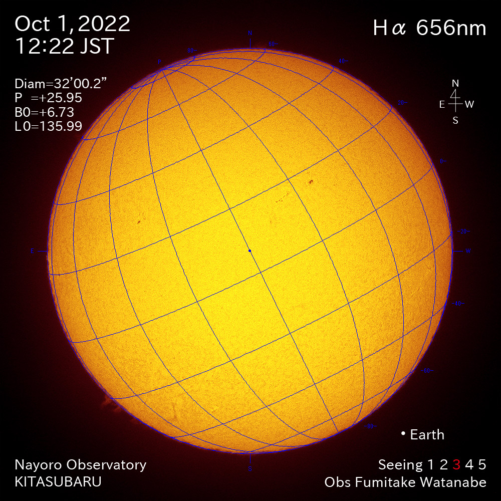 2022年10月1日Ha波長の太陽