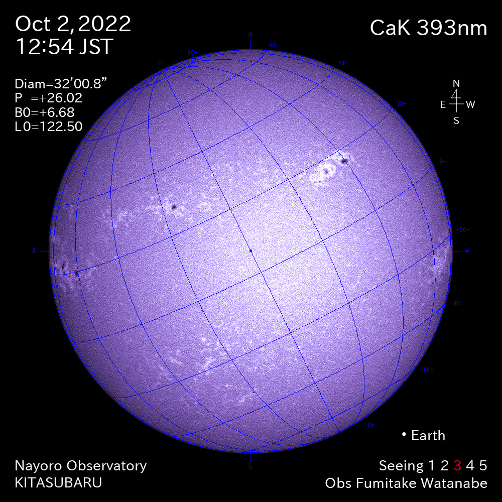 2022年10月2日CaK波長の太陽