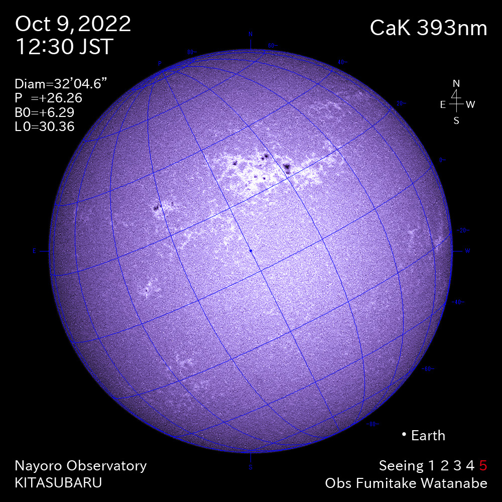 2022年10月9日CaK波長の太陽