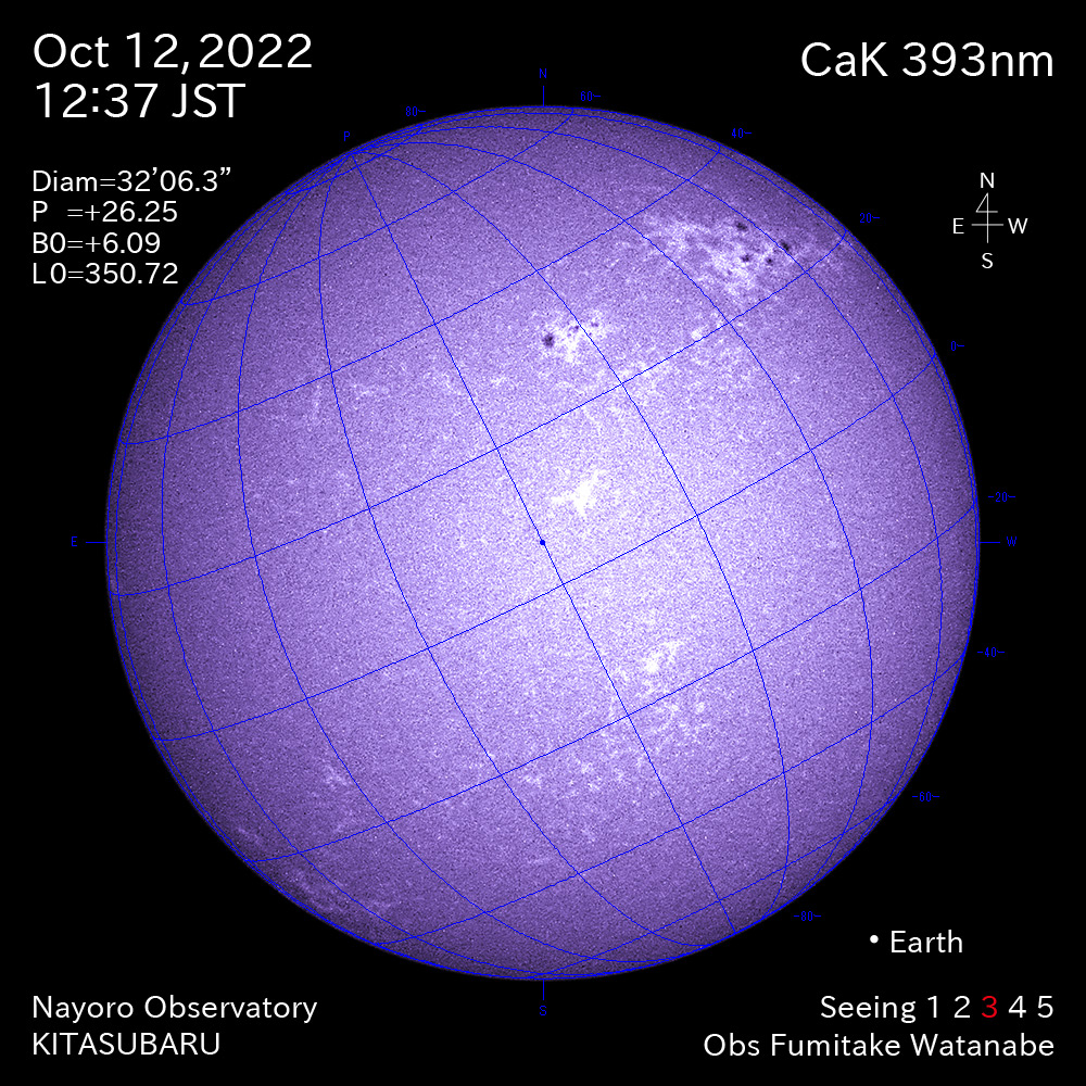 2022年10月12日CaK波長の太陽