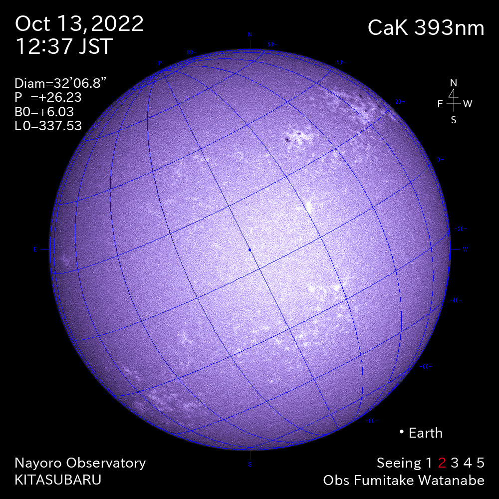 2022年10月13日CaK波長の太陽