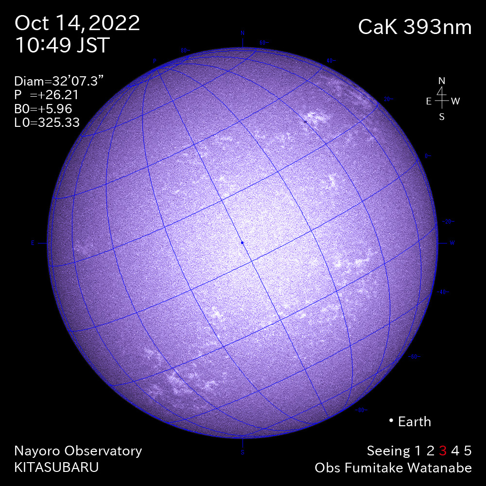2022年10月14日CaK波長の太陽