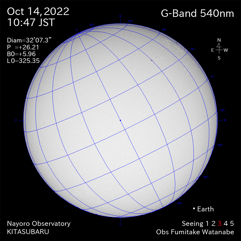 2022年10月14日540nm波長の太陽