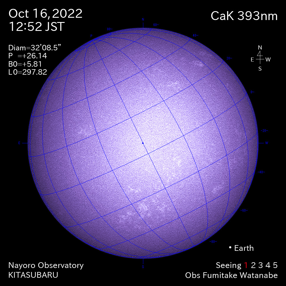 2022年10月16日CaK波長の太陽