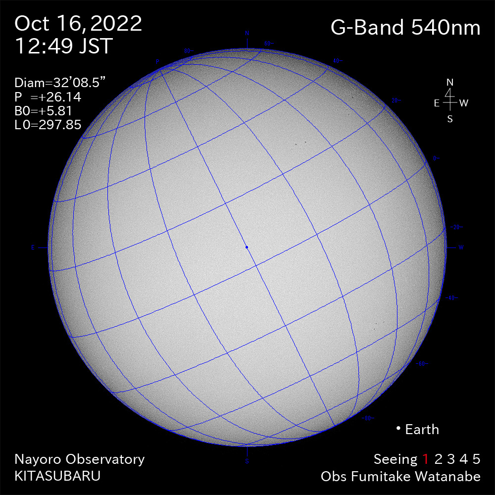 2022年10月16日540nm波長の太陽