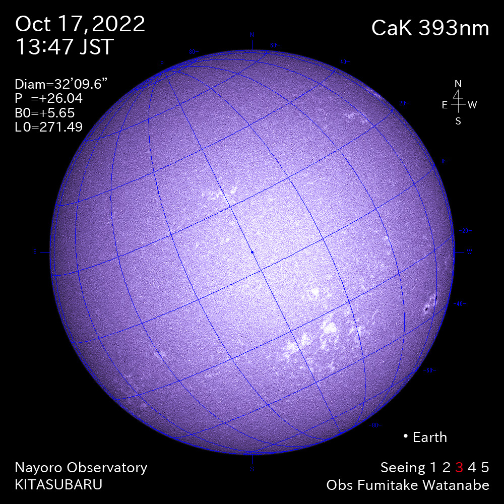 2022年10月18日CaK波長の太陽