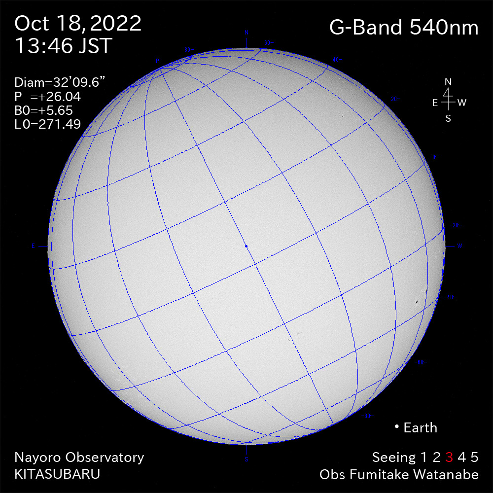 2022年10月18日540nm波長の太陽