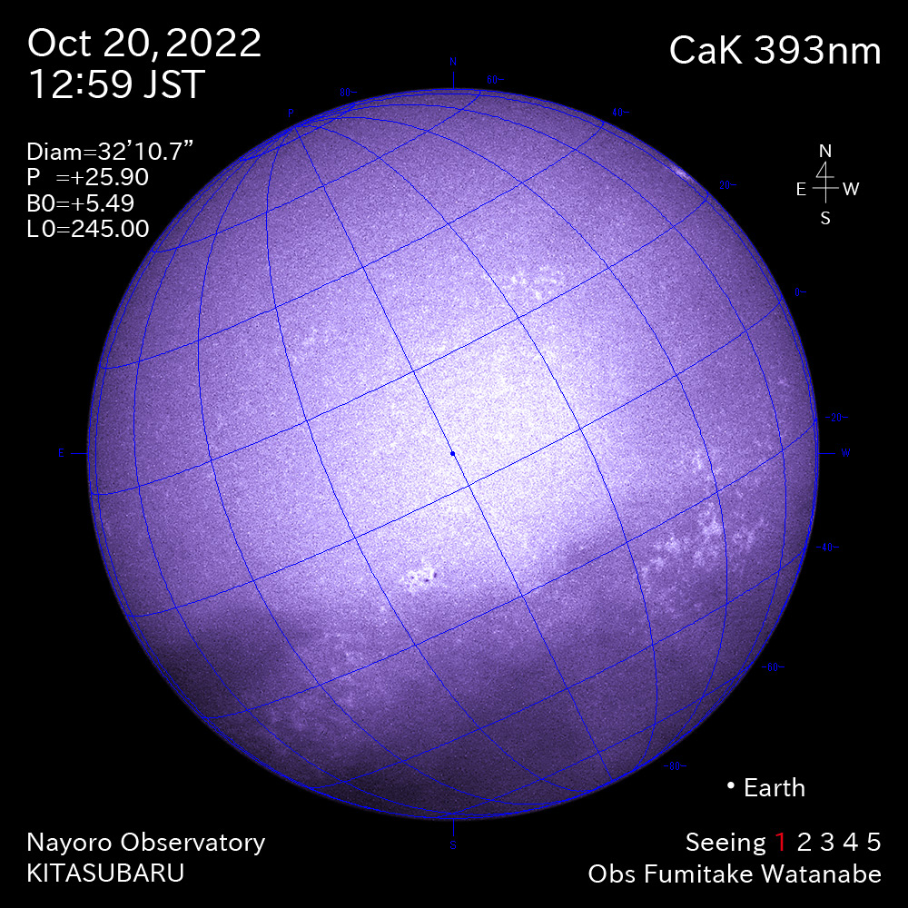 2022年10月20日CaK波長の太陽