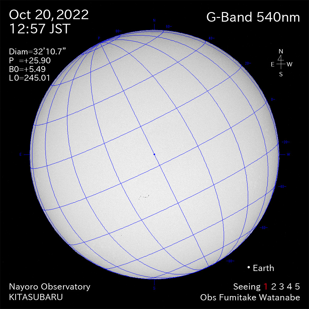 2022年10月20日540nm波長の太陽