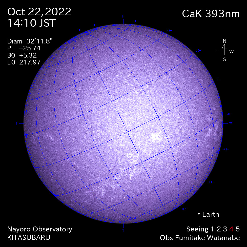 2022年10月22日CaK波長の太陽