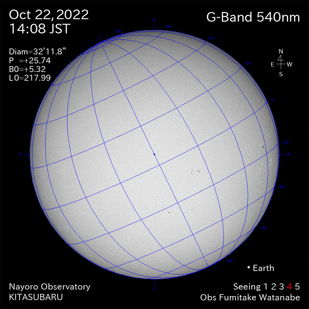2022年10月22日540nm波長の太陽