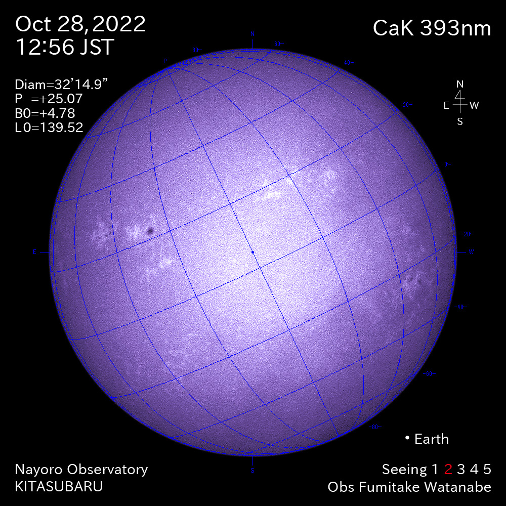 2022年10月28日CaK波長の太陽