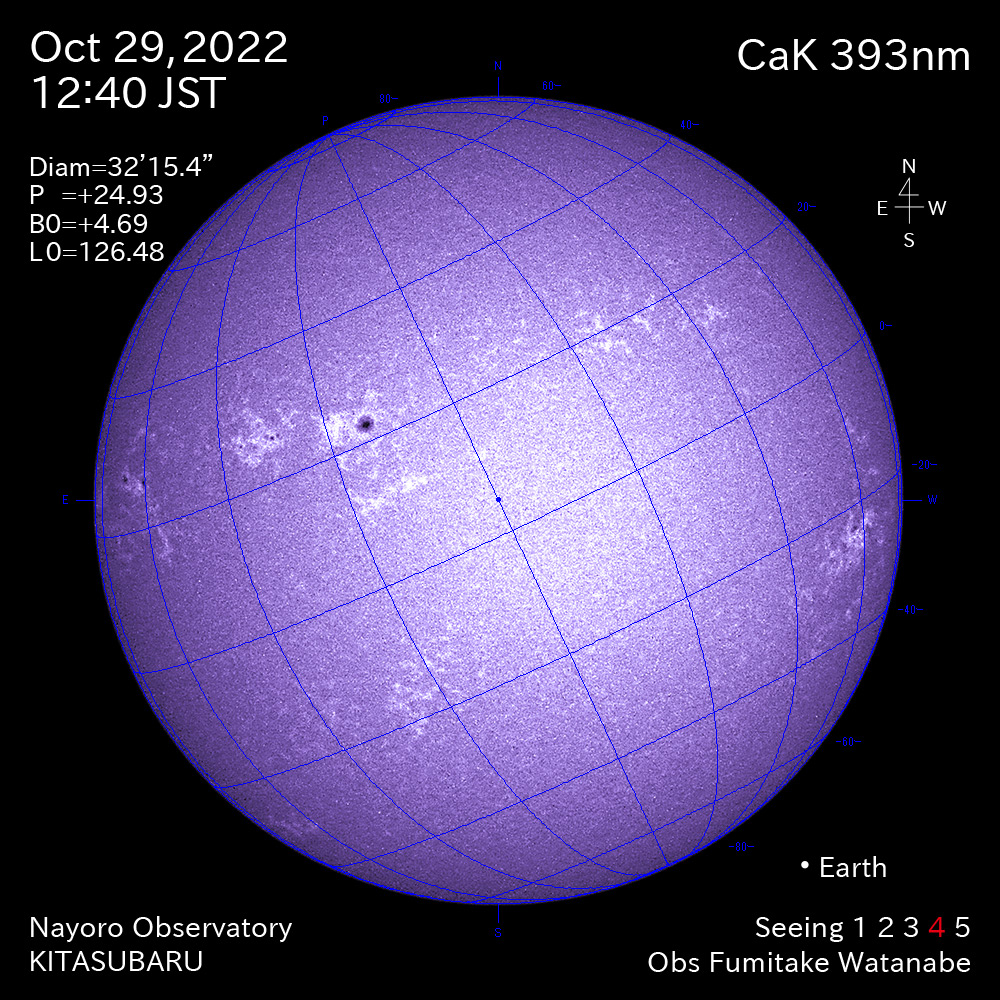 2022年10月29日CaK波長の太陽