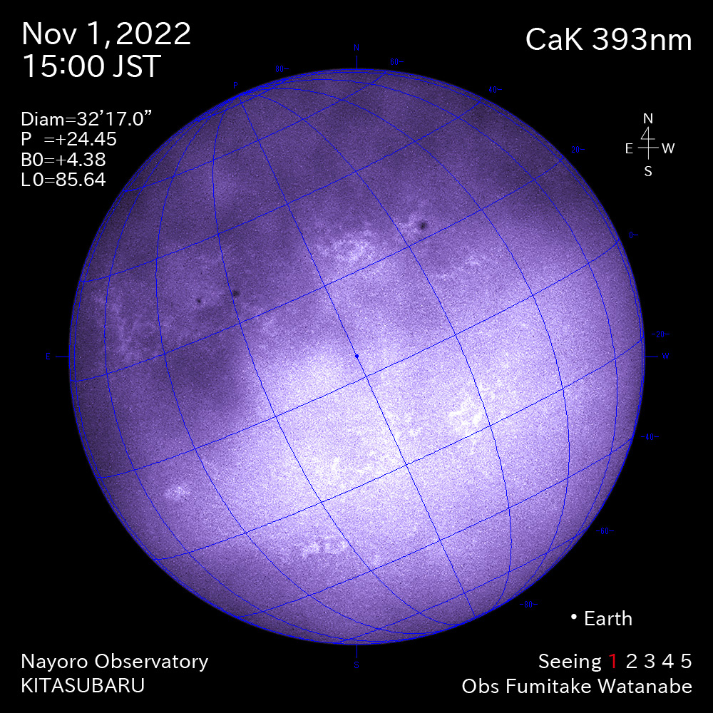 2022年11月1日CaK波長の太陽