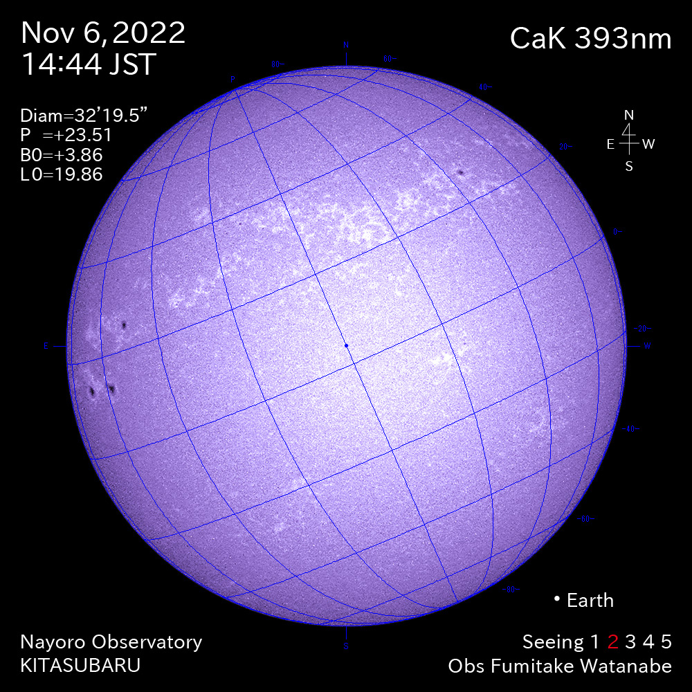 2022年11月6日CaK波長の太陽