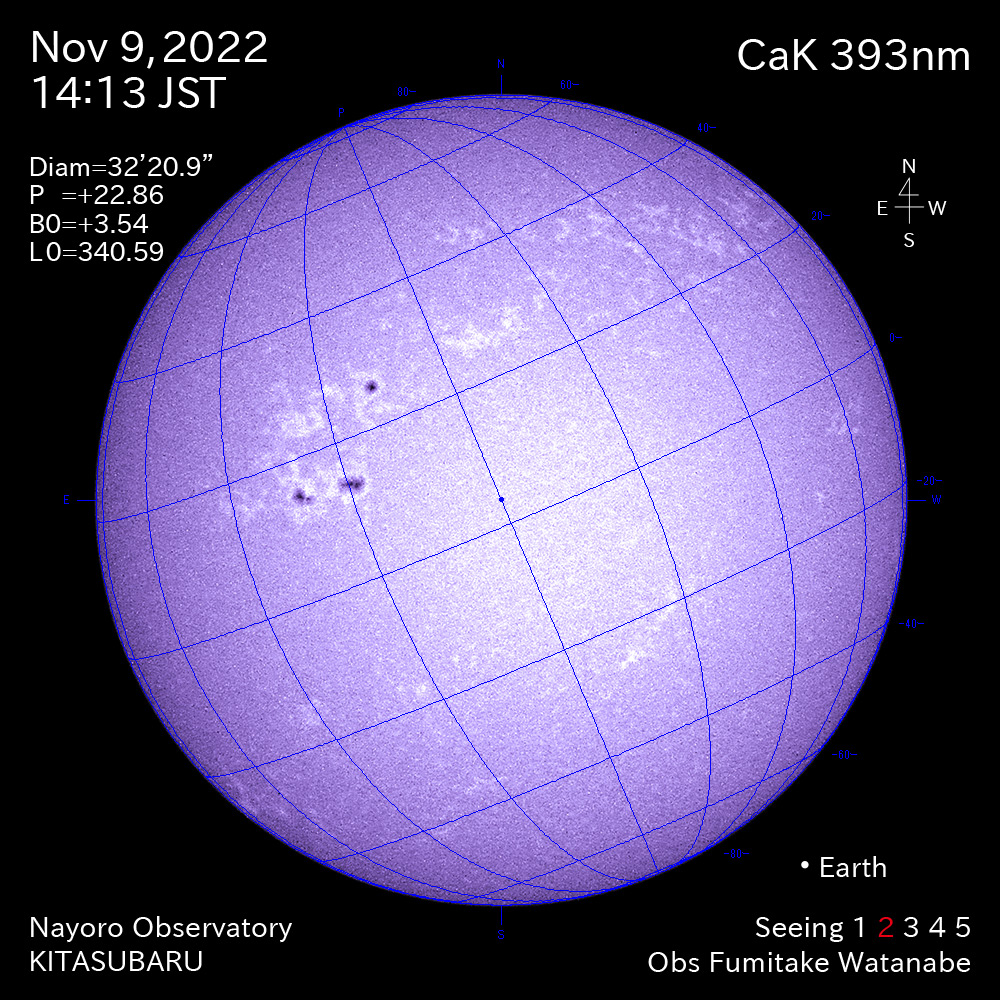 2022年11月9日CaK波長の太陽