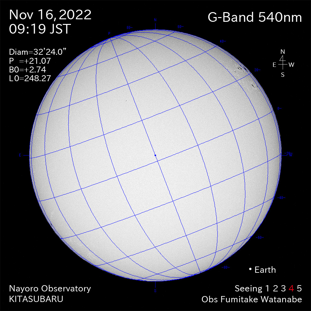 2022年11月16日540nm波長の太陽