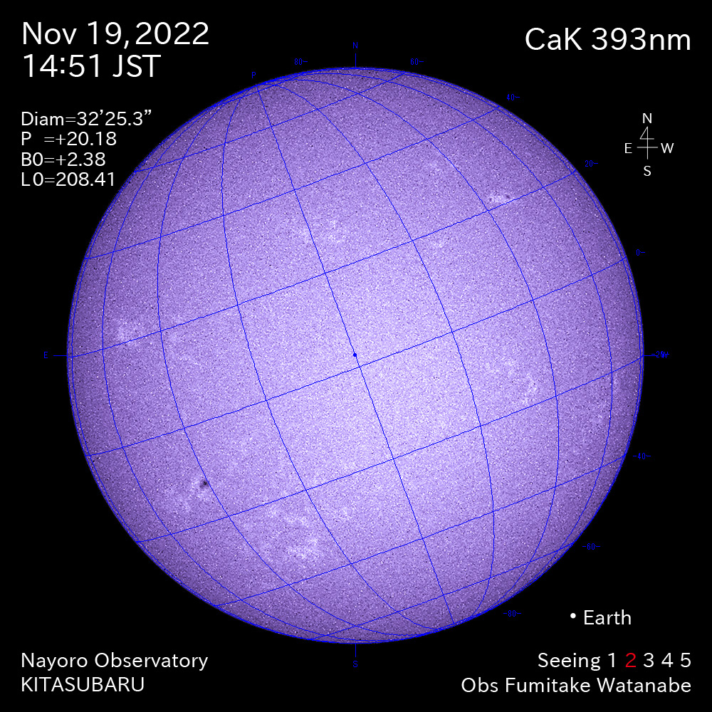 2022年11月19日CaK波長の太陽