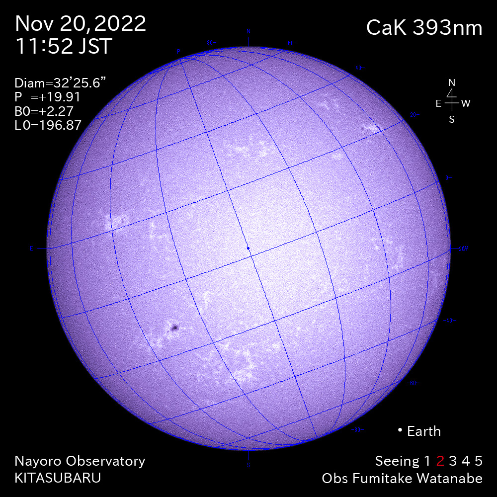 2022年11月20日CaK波長の太陽