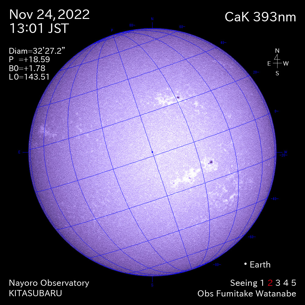 2022年11月24日CaK波長の太陽