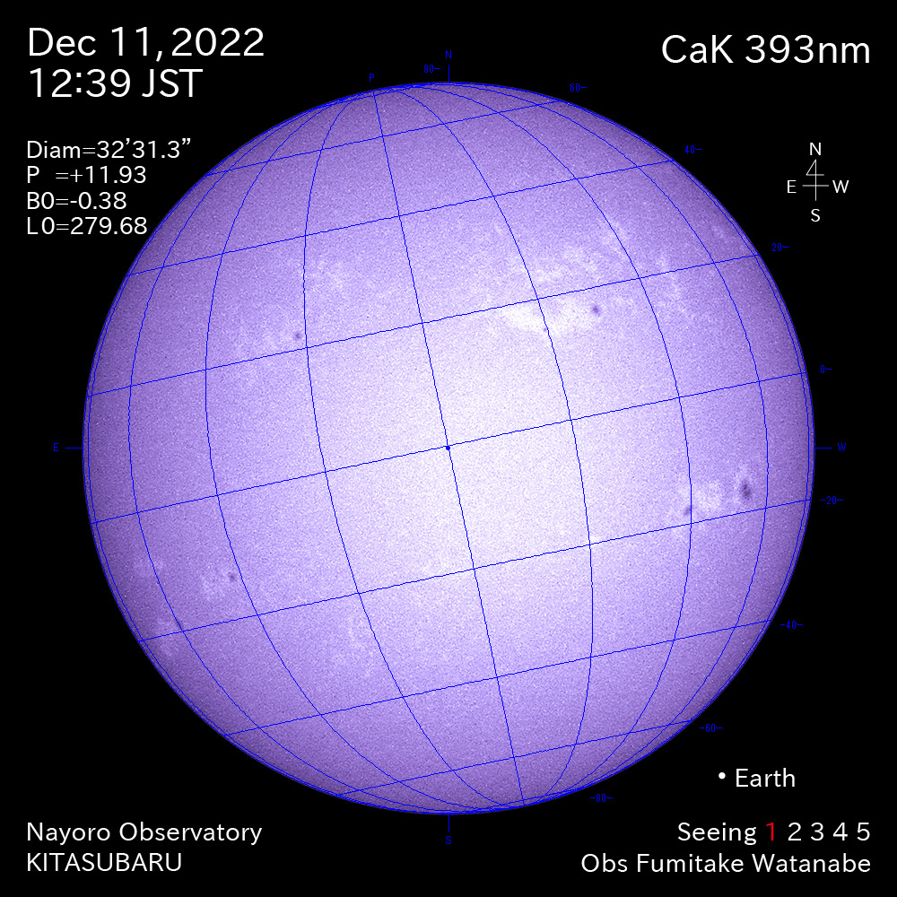 2022年12月11日CaK波長の太陽