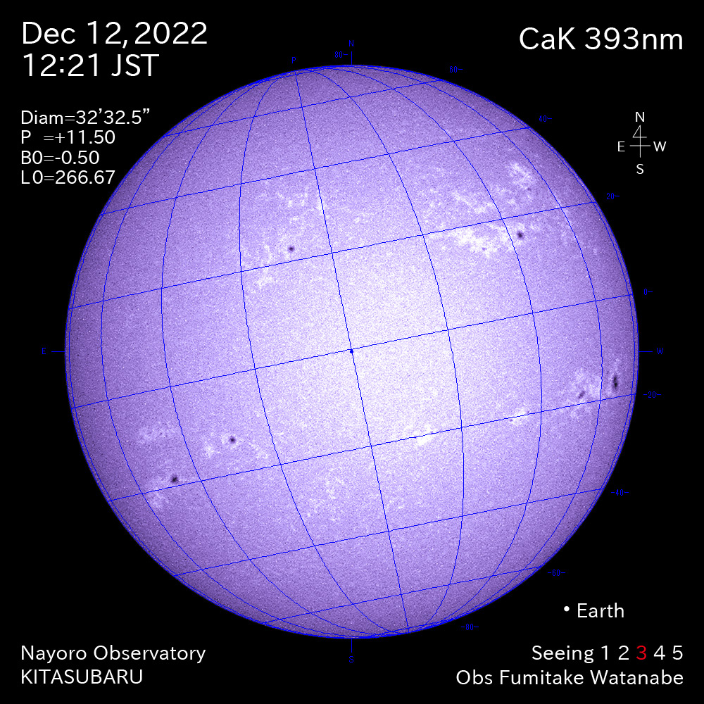 2022年12月12日CaK波長の太陽