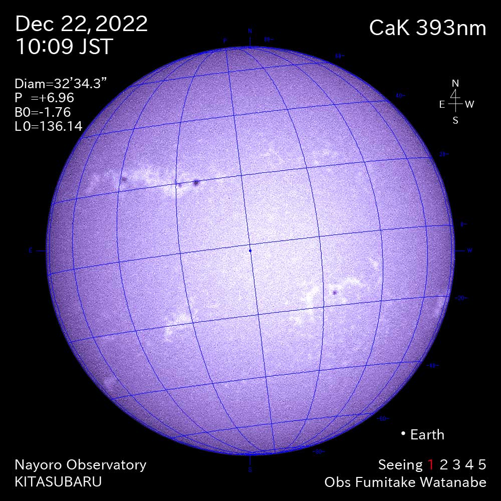 2022年12月22日CaK波長の太陽