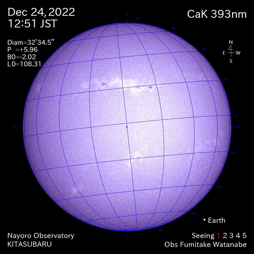 2022年12月24日CaK波長の太陽