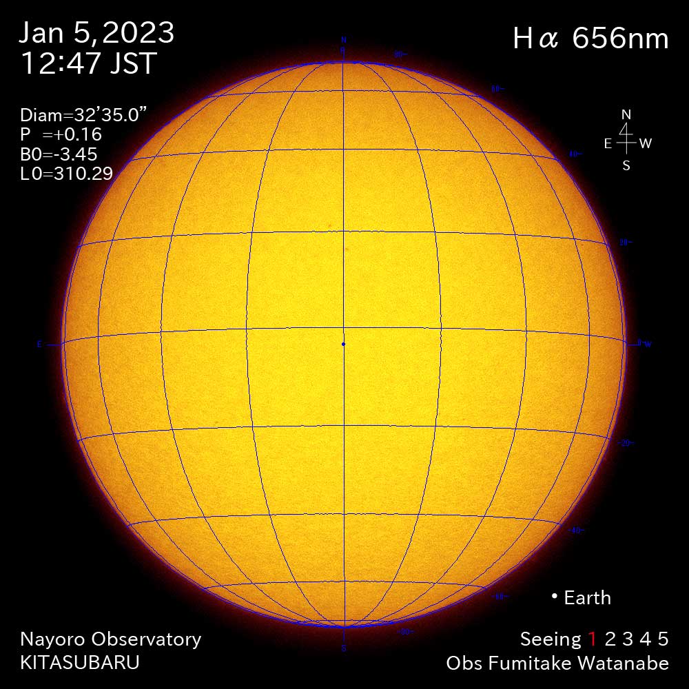 2022年1月5日Ha波長の太陽