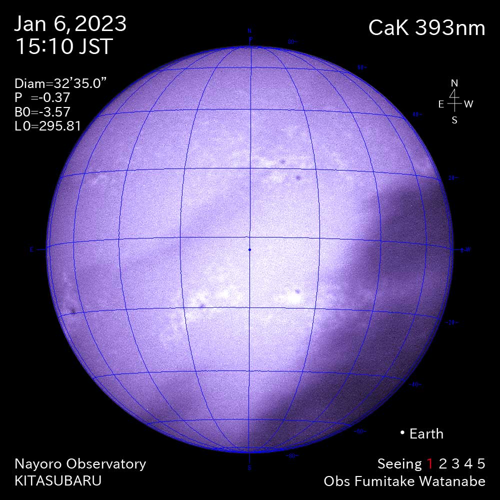 2022年1月6日CaK波長の太陽