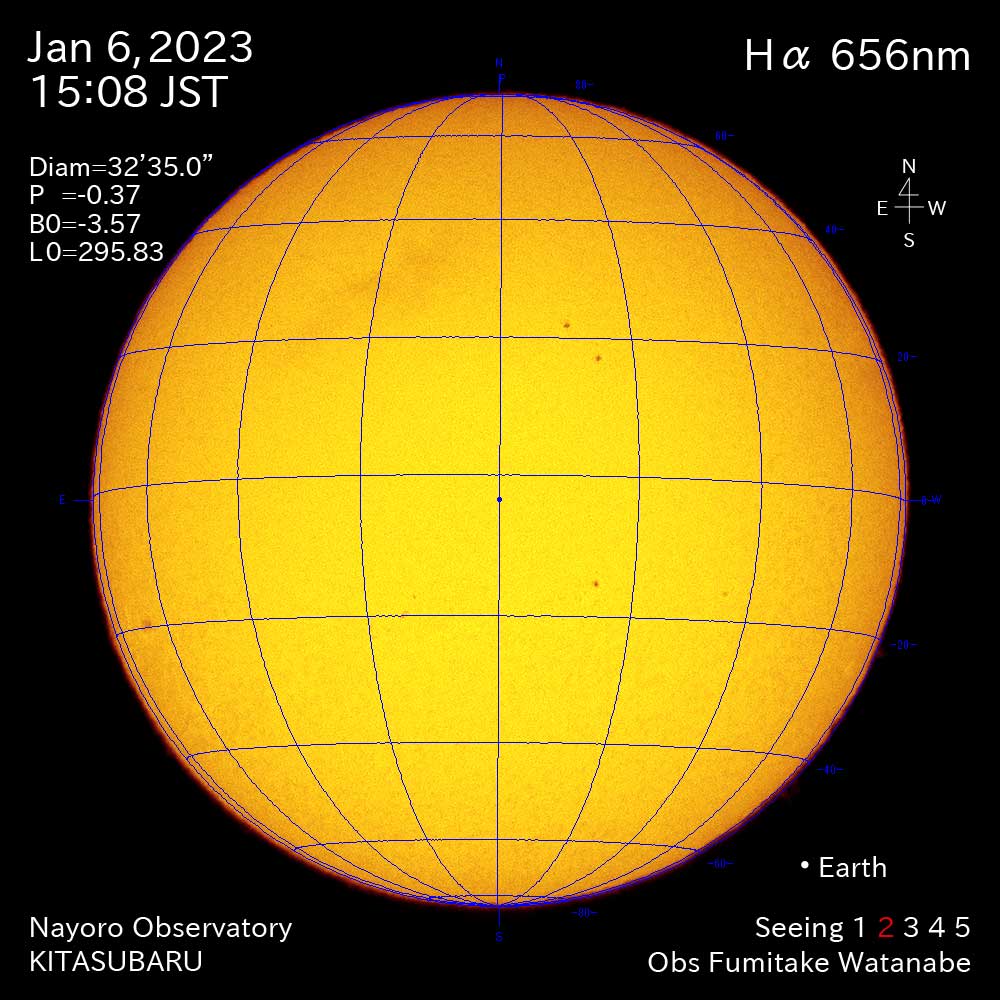 2022年1月6日Ha波長の太陽