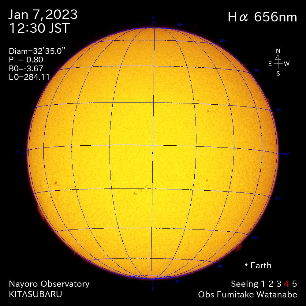2022年1月7日Ha波長の太陽