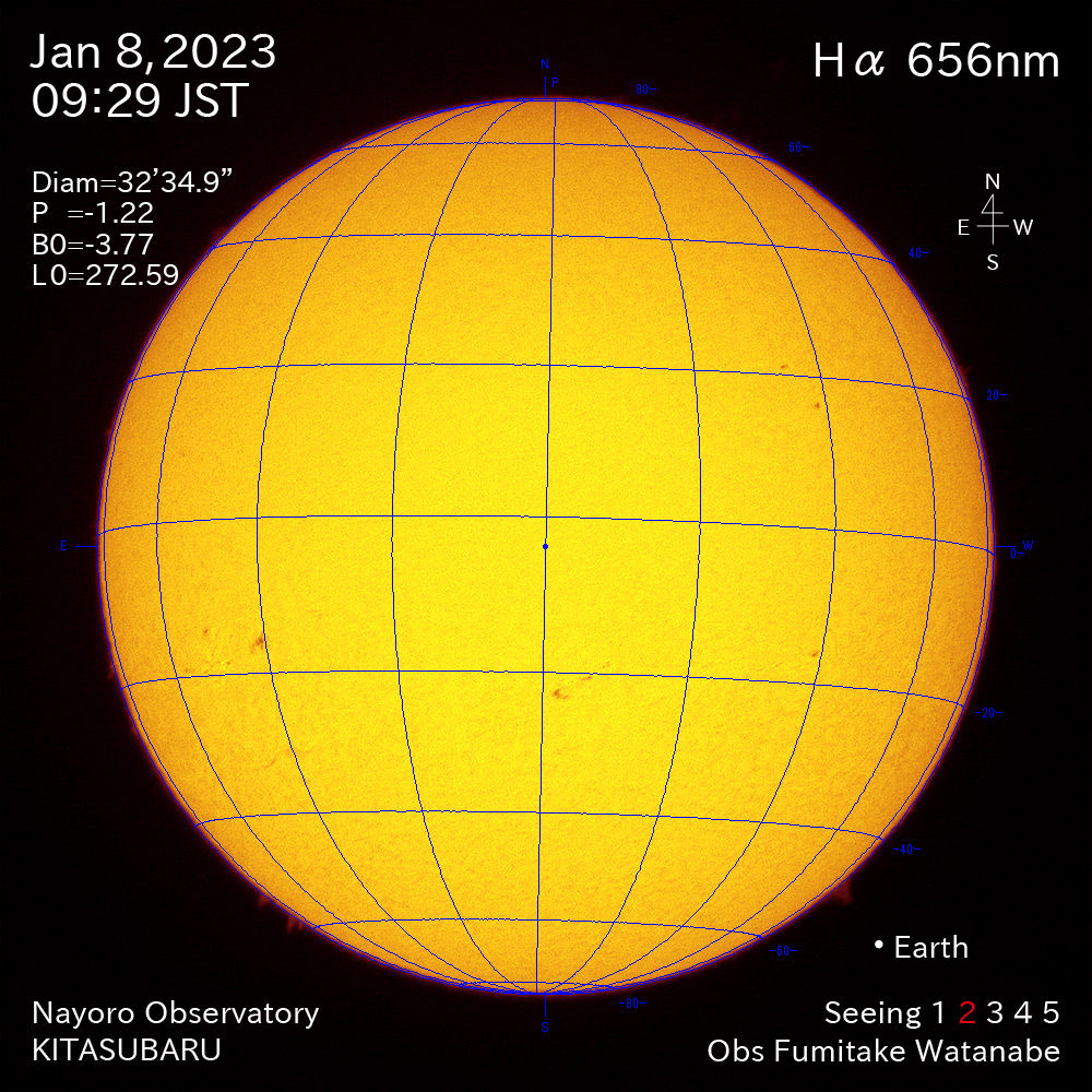 2022年1月8日Ha波長の太陽