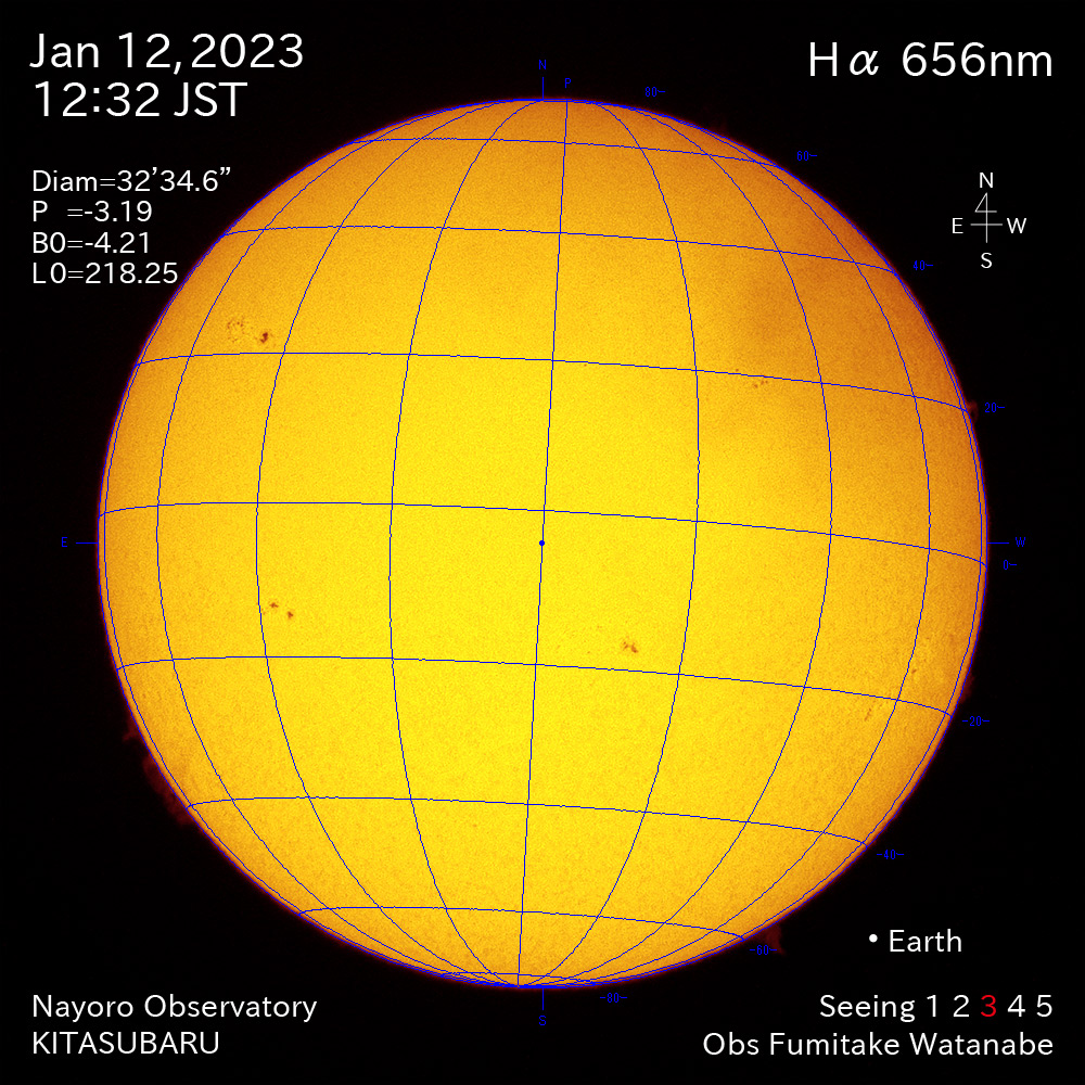2022年1月12日Ha波長の太陽