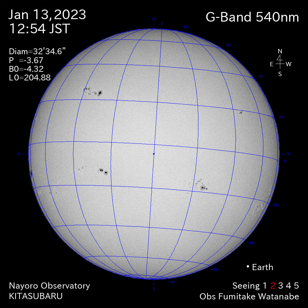 2022年1月13日540nm波長の太陽