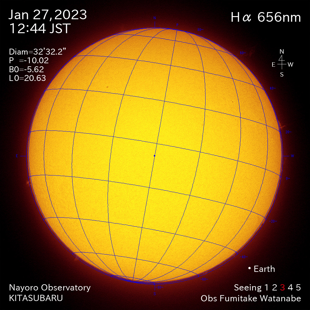 2022年1月27日Ha波長の太陽