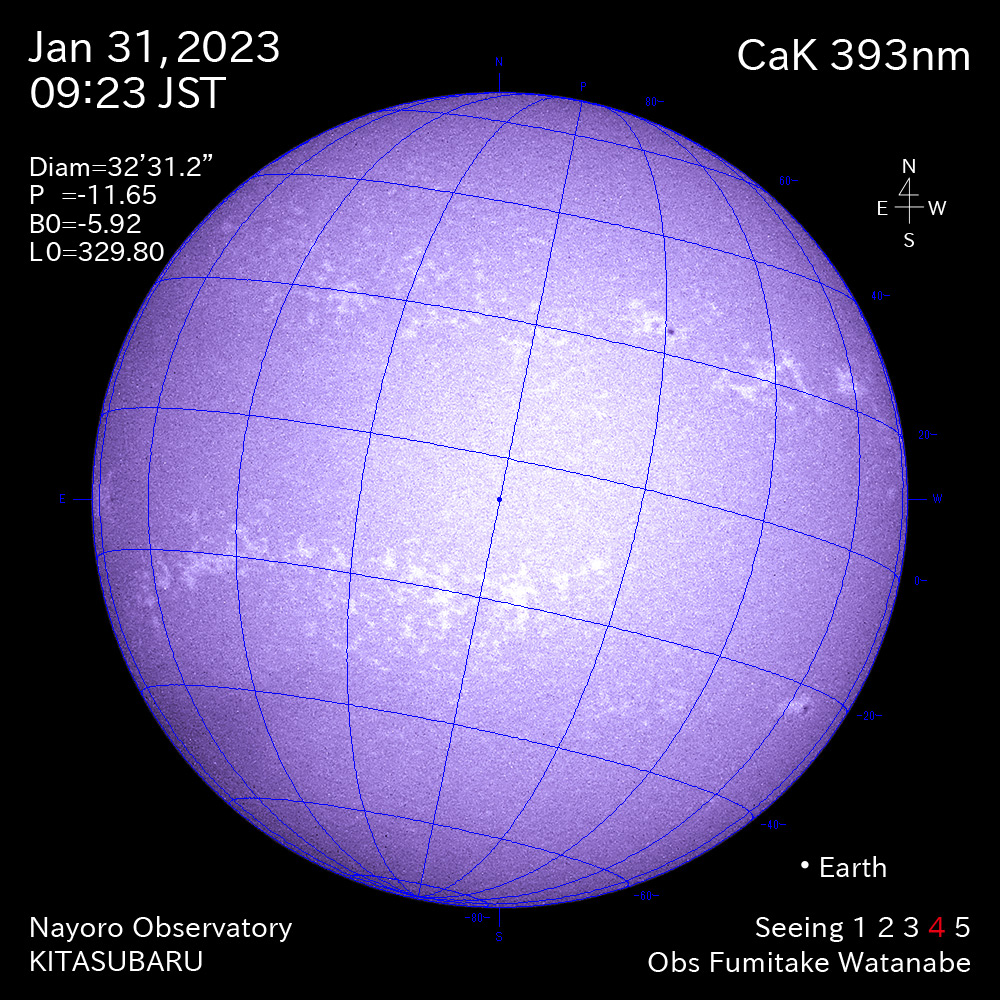2022年1月31日CaK波長の太陽