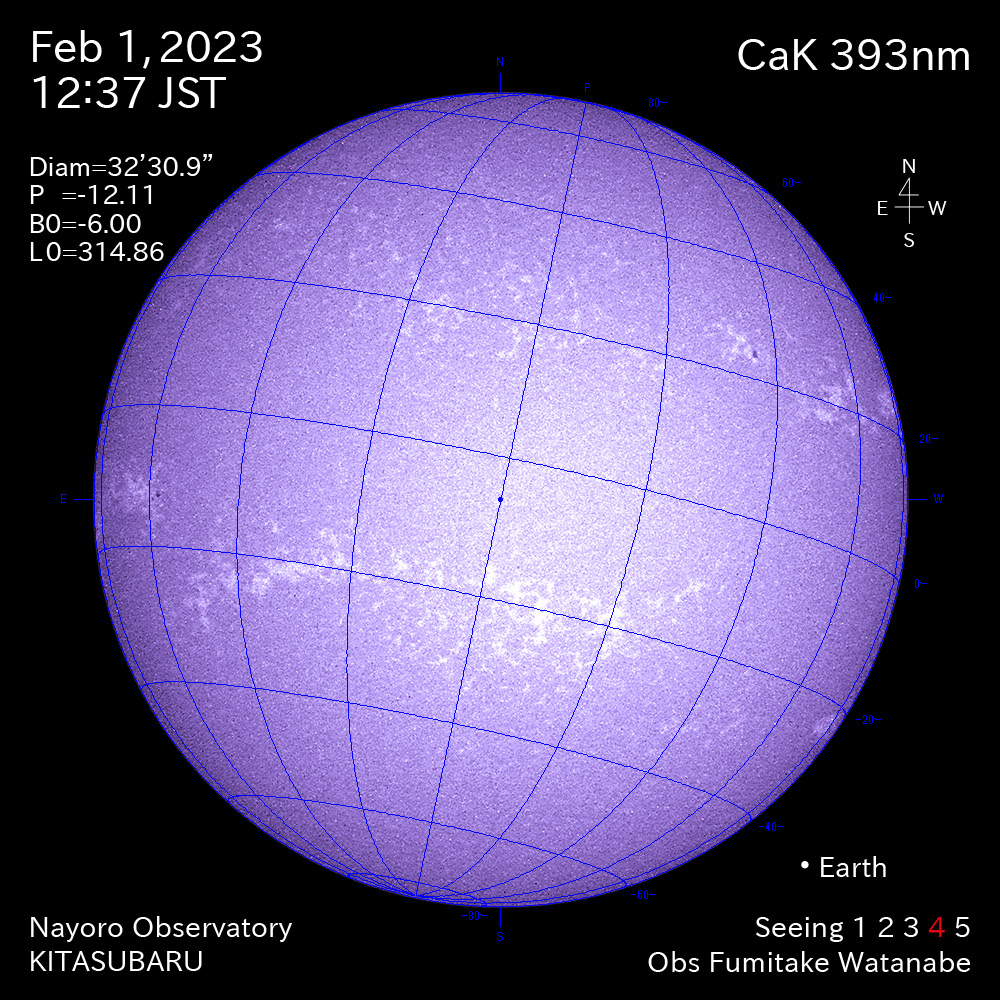 2022年2月1日CaK波長の太陽