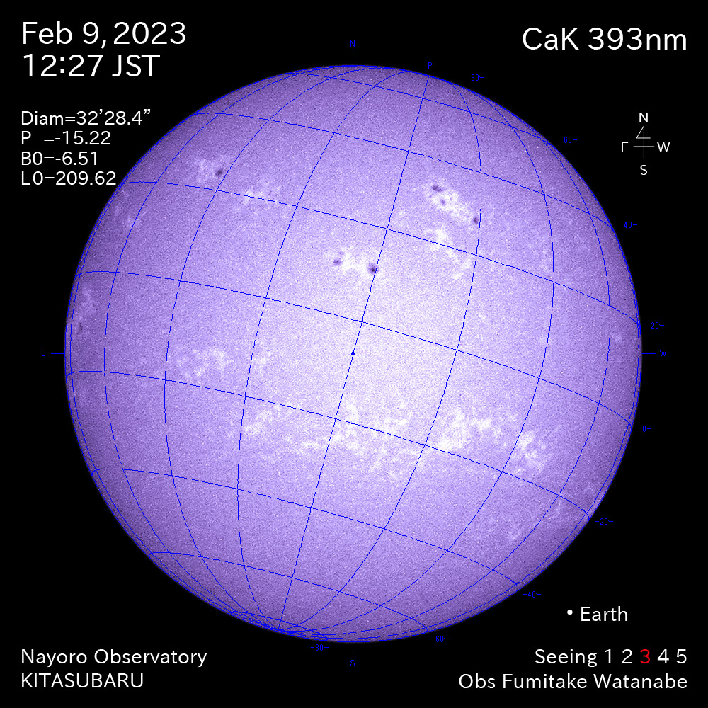 2022年2月9日CaK波長の太陽