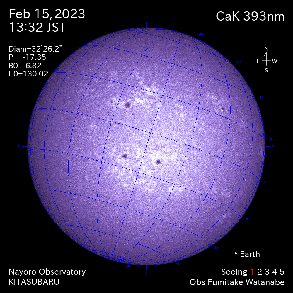 2022年2月15日CaK波長の太陽