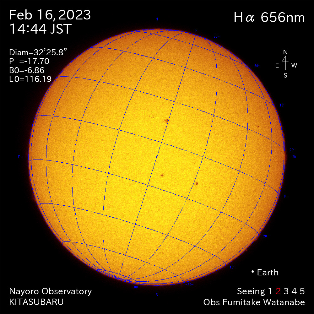 2022年2月16日Ha波長の太陽