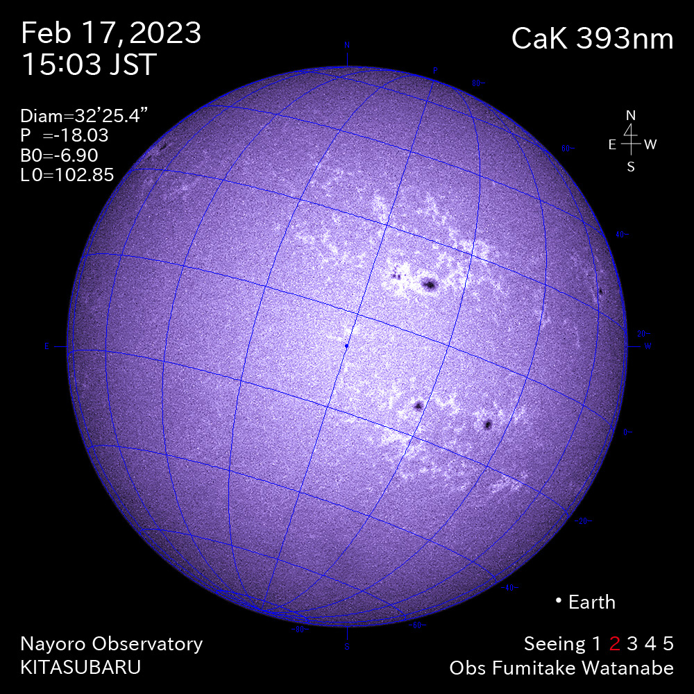 2022年2月17日CaK波長の太陽