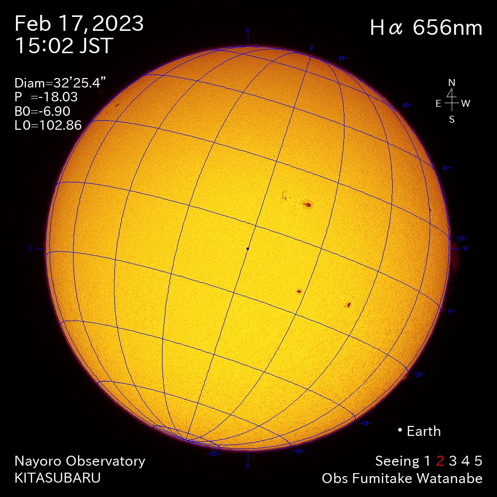 2022年2月17日Ha波長の太陽
