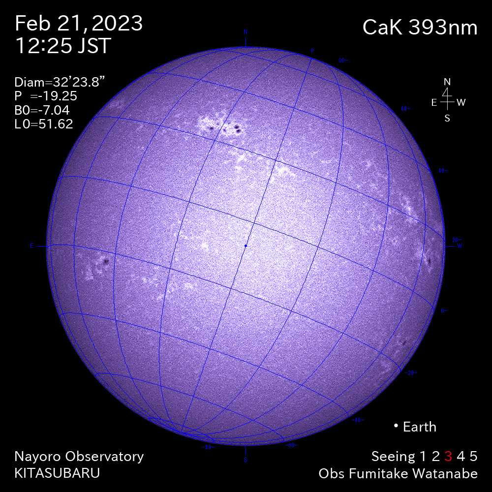 2022年2月21日CaK波長の太陽